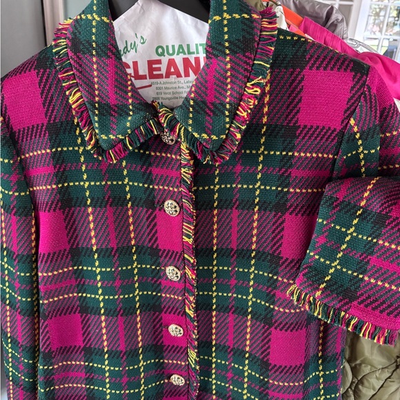 St. John Jackets & Blazers - St. John Pink and Green Plaid Jacket
